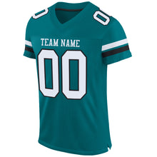 Load image into Gallery viewer, Custom Teal White-Black Mesh Authentic Football Jersey