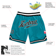 Load image into Gallery viewer, Custom Teal Black-White Authentic Throwback Basketball Shorts