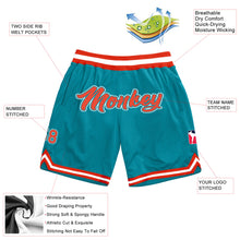 Load image into Gallery viewer, Custom Teal Orange-White Authentic Throwback Basketball Shorts