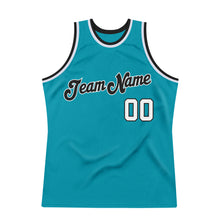 Load image into Gallery viewer, Custom Teal White-Black Authentic Throwback Basketball Jersey