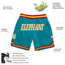 Load image into Gallery viewer, Custom Teal White-Gold Authentic Throwback Basketball Shorts