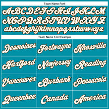 Load image into Gallery viewer, Custom Teal White Pinstripe White-Old Gold Authentic Basketball Jersey