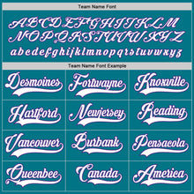 Load image into Gallery viewer, Custom Teal White-Purple Hockey Jersey