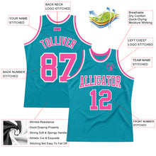 Load image into Gallery viewer, Custom Teal Pink-White Authentic Throwback Basketball Jersey