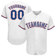 Load image into Gallery viewer, Custom White Royal-Red Baseball Jersey