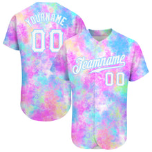 Load image into Gallery viewer, Custom Tie Dye White-Light Blue 3D Watercolor Gradient Authentic Baseball Jersey