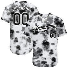 Load image into Gallery viewer, Custom Tie Dye Black-White 3D Steel Authentic Baseball Jersey