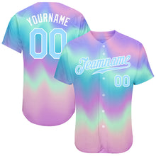 Load image into Gallery viewer, Custom Tie Dye Light Blue-White 3D Authentic Baseball Jersey