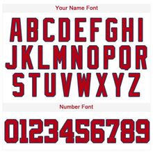 Load image into Gallery viewer, Custom White Red-Navy Baseball Jersey