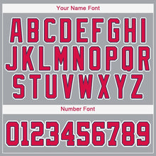 Load image into Gallery viewer, Custom Gray Red-Navy Baseball Jersey