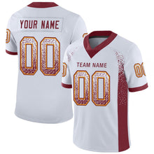 Load image into Gallery viewer, Custom White Burgundy-Gold Drift Fashion Football Jersey