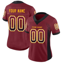 Load image into Gallery viewer, Custom Burgundy Black-Gold Drift Fashion Football Jersey