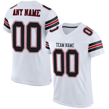 Load image into Gallery viewer, Custom White Black-Red Mesh Authentic Football Jersey