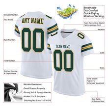 Load image into Gallery viewer, Custom White Green-Gold Mesh Authentic Football Jersey
