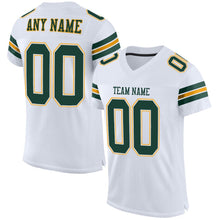 Load image into Gallery viewer, Custom White Green-Gold Mesh Authentic Football Jersey