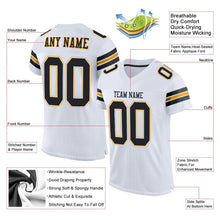 Load image into Gallery viewer, Custom White Black-Gold Mesh Authentic Football Jersey