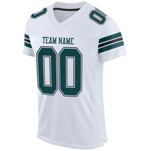 Load image into Gallery viewer, Custom White Midnight Green-Black Mesh Authentic Football Jersey