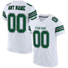 Load image into Gallery viewer, Custom White Grass Green-Black Mesh Authentic Football Jersey