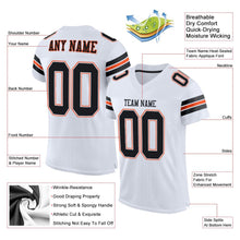 Load image into Gallery viewer, Custom White Black-Orange Mesh Authentic Football Jersey