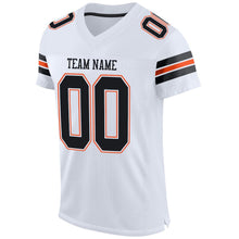 Load image into Gallery viewer, Custom White Black-Orange Mesh Authentic Football Jersey