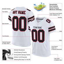 Load image into Gallery viewer, Custom White Black-Red Mesh Authentic Football Jersey