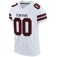 Load image into Gallery viewer, Custom White Black-Red Mesh Authentic Football Jersey