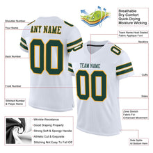 Load image into Gallery viewer, Custom White Green-Gold Mesh Authentic Football Jersey