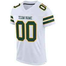 Load image into Gallery viewer, Custom White Green-Gold Mesh Authentic Football Jersey