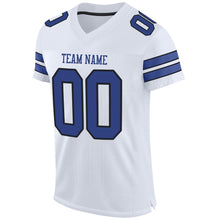 Load image into Gallery viewer, Custom White Royal-Black Mesh Authentic Football Jersey