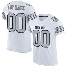 Load image into Gallery viewer, Custom White Silver-Black Mesh Authentic Football Jersey