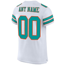 Load image into Gallery viewer, Custom White Aqua-Orange Mesh Authentic Football Jersey