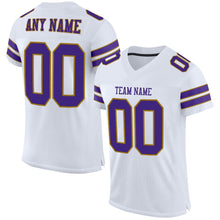 Load image into Gallery viewer, Custom White Purple-Old Gold Mesh Authentic Football Jersey