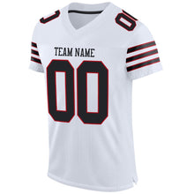 Load image into Gallery viewer, Custom White Black-Red Mesh Authentic Football Jersey