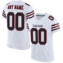 Load image into Gallery viewer, Custom White Black-Red Mesh Authentic Football Jersey