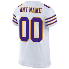 Load image into Gallery viewer, Custom White Purple-Gold Mesh Authentic Football Jersey