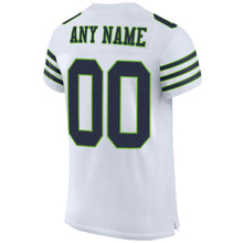 Load image into Gallery viewer, Custom White Navy-Neon Green Mesh Authentic Football Jersey