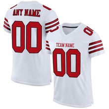 Load image into Gallery viewer, Custom White Red-Black Mesh Authentic Football Jersey