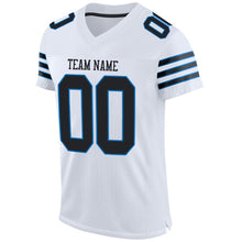 Load image into Gallery viewer, Custom White Black-Panther Blue Mesh Authentic Football Jersey