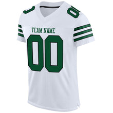 Load image into Gallery viewer, Custom White Grass Green-Black Mesh Authentic Football Jersey