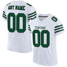 Load image into Gallery viewer, Custom White Grass Green-Black Mesh Authentic Football Jersey