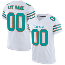 Load image into Gallery viewer, Custom White Aqua-Orange Mesh Authentic Football Jersey