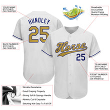 Load image into Gallery viewer, Custom White Old Gold-Royal Authentic Baseball Jersey