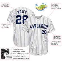 Load image into Gallery viewer, Custom White Navy Pinstripe Navy-Gray Authentic Baseball Jersey