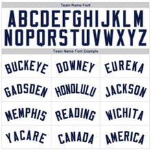 Load image into Gallery viewer, Custom White Navy Pinstripe Navy-Gray Authentic Baseball Jersey