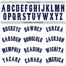 Load image into Gallery viewer, Custom White Navy Pinstripe Navy-Gray Authentic Baseball Jersey