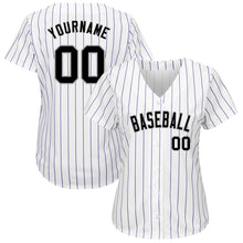 Load image into Gallery viewer, Custom White Purple Pinstripe Black-Gray Authentic Baseball Jersey