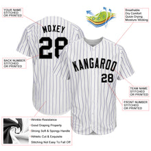 Load image into Gallery viewer, Custom White Purple Pinstripe Black-Gray Authentic Baseball Jersey