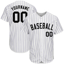 Load image into Gallery viewer, Custom White Purple Pinstripe Black-Gray Authentic Baseball Jersey