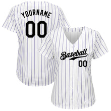 Load image into Gallery viewer, Custom White Purple Pinstripe Black-Gray Authentic Baseball Jersey