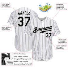 Load image into Gallery viewer, Custom White Purple Pinstripe Black-Gray Authentic Baseball Jersey